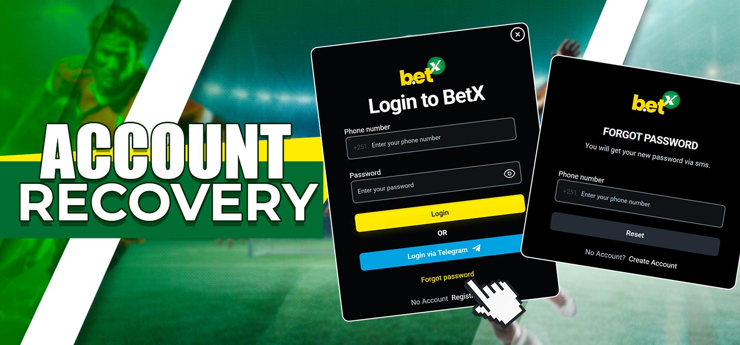 Procedures for restoring your account on the BetX website.