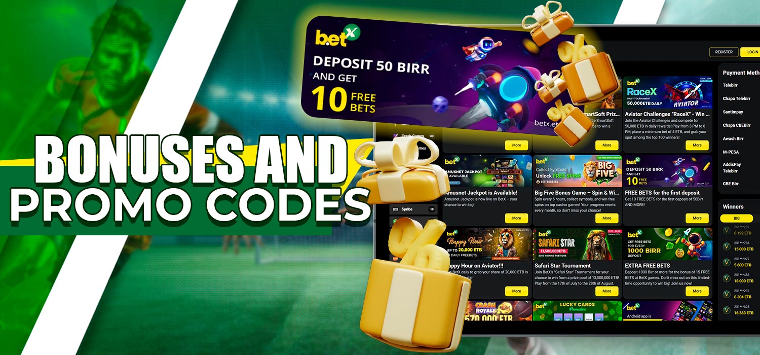 A variety of bonuses and promo codes for players.