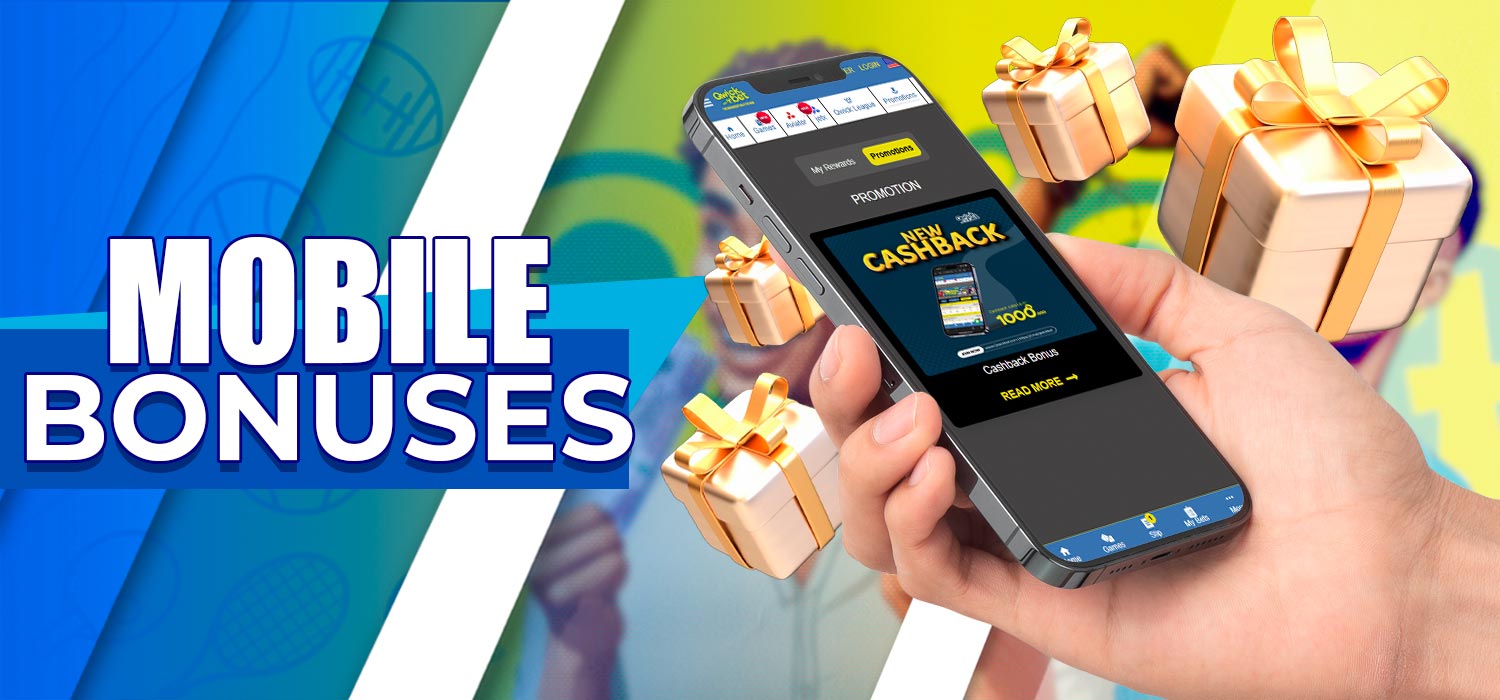 Bonuses and promotions for the mobile version.