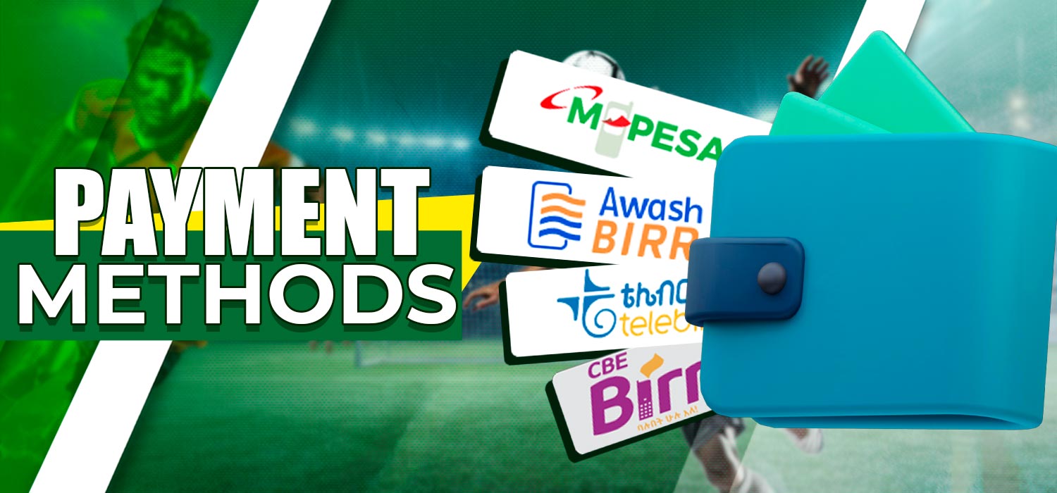 Available payment methods on the casino platform.